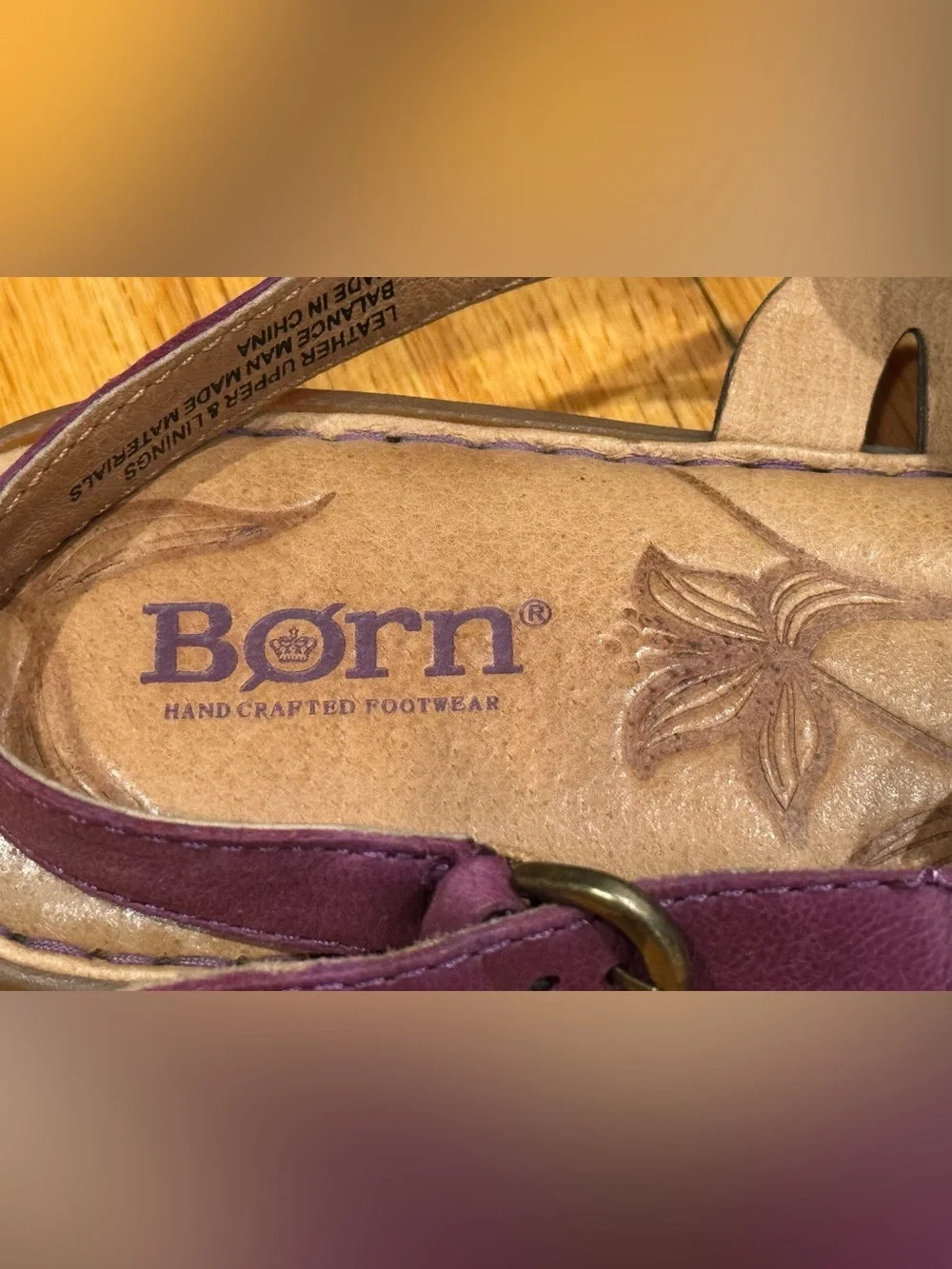 Born Women’s Purple Soft Leather Sandals size 8: Hand Crafted Footware: